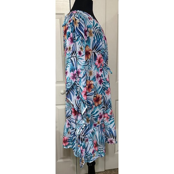 Time & Tru Women's Swimsuit Cover Tropical Print 100% Polyester Size XL (16-18) - Picture 6 of 10